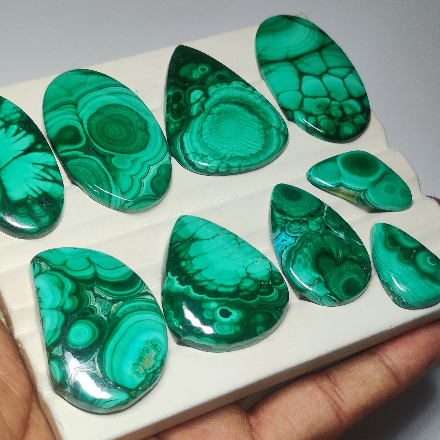 Premium Malachite Cabochon | Natural Swirling Green Stone for Designer Jewelry