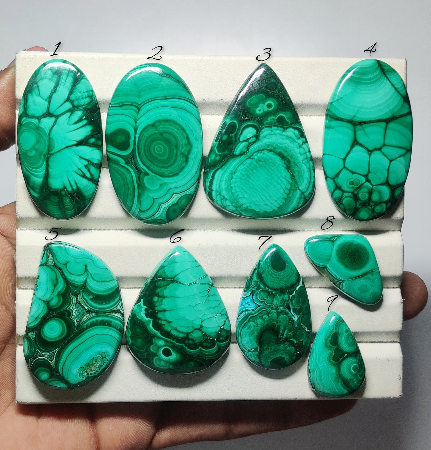Premium Malachite Cabochon | Natural Swirling Green Stone for Designer Jewelry