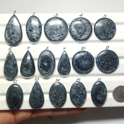 Natural Silver Mica Gemstone | Shimmering Metallic Mineral Cabochon for Jewelry Making