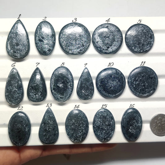 Natural Silver Mica Gemstone | Shimmering Metallic Mineral Cabochon for Jewelry Making