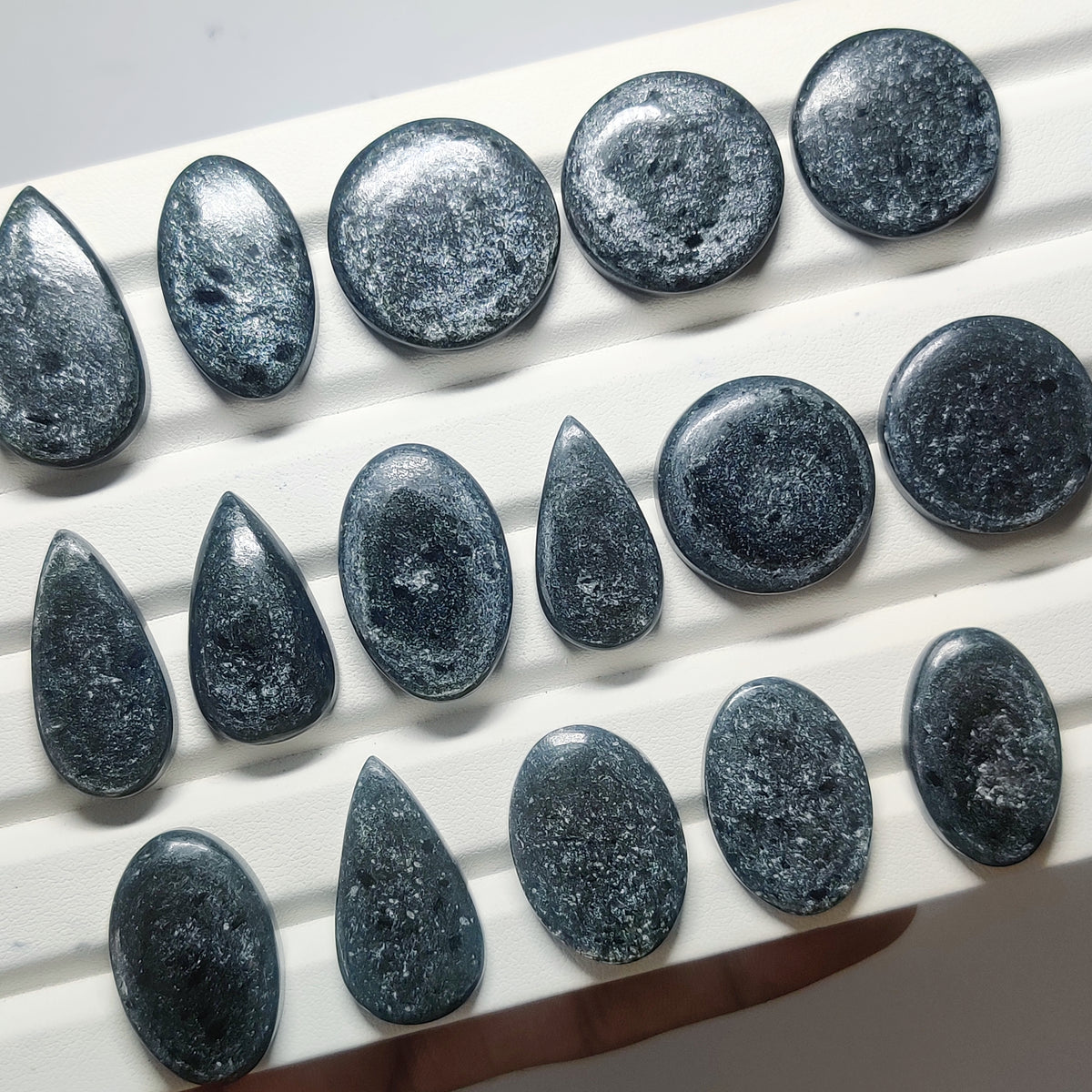 Natural Silver Mica Gemstone | Shimmering Metallic Mineral Cabochon for Jewelry Making