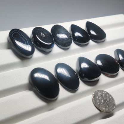Natural Black Onyx Gemstone Cabochon | Deep Black Loose Stone for Jewelry Making | Bold Minimalist Gemstone