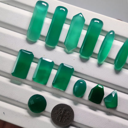 Natural Green Onyx Chalcedony Gemstone Cabochon | Rich Green Loose Stone for Jewelry Making | Artisan Polished
