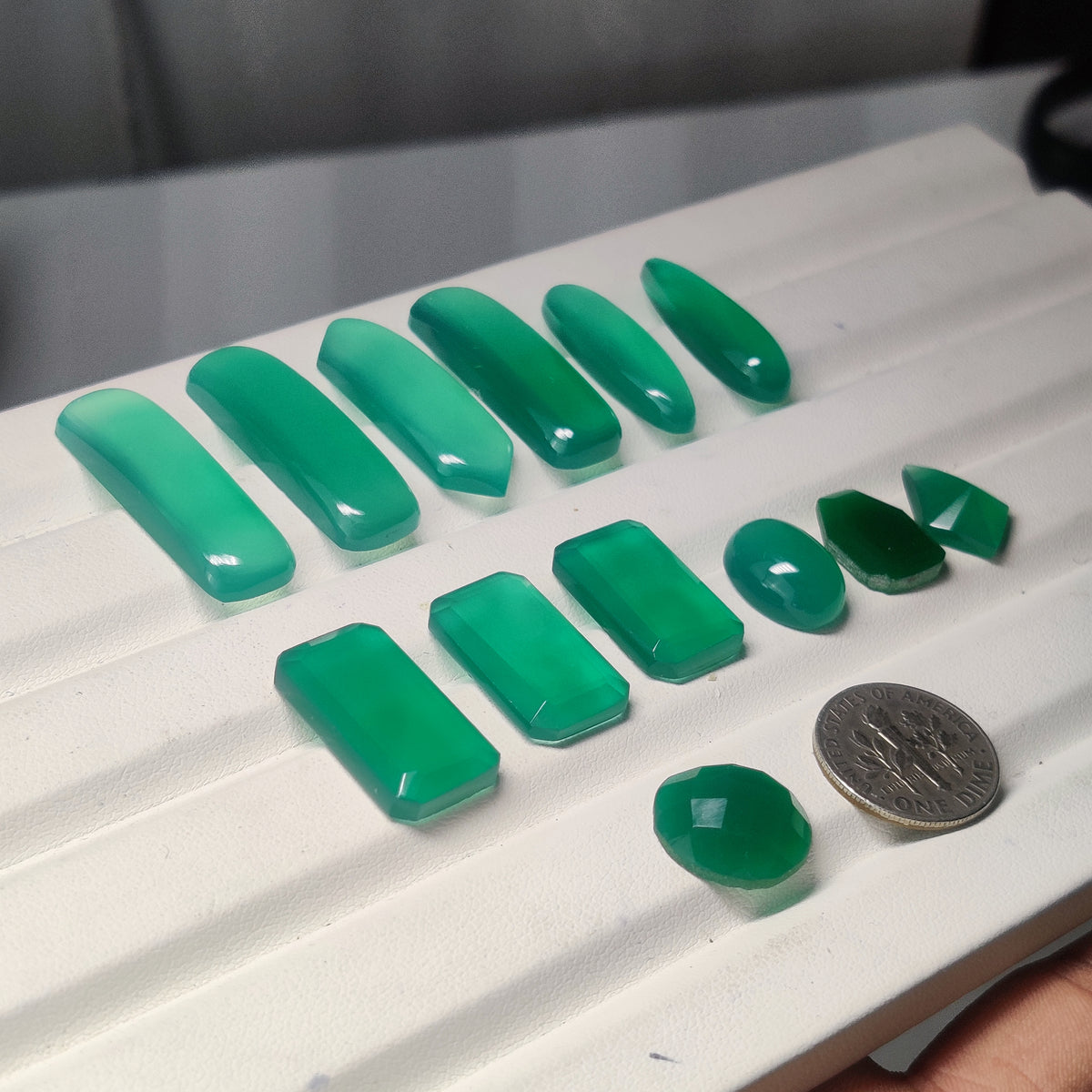 Natural Green Onyx Chalcedony Gemstone Cabochon | Rich Green Loose Stone for Jewelry Making | Artisan Polished