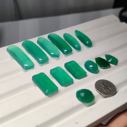 Natural Green Onyx Chalcedony Gemstone Cabochon | Rich Green Loose Stone for Jewelry Making | Artisan Polished