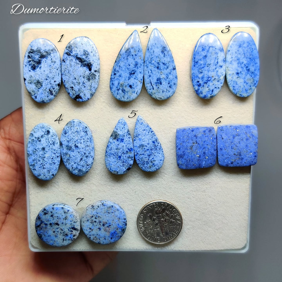 Natural Dumortierite Cabochon Pairs Gemstone | Blue Loose Stone for Jewelry Making | Smooth Polished Gemstone