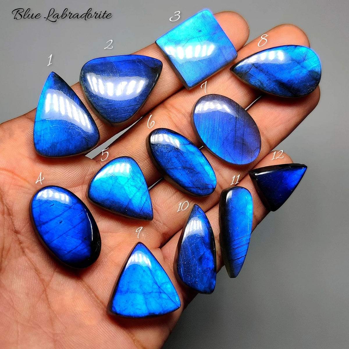 Natural Blue Labradorite Gemstone Cabochon | Electric Blue Flash Loose Stone for Jewelry Making | Premium Polished