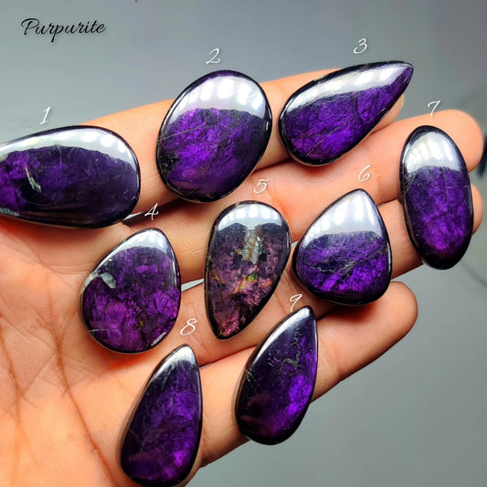 Natural Purpurite for Jewelry Making | Premium Purple Manganese Gemstone Cabochons