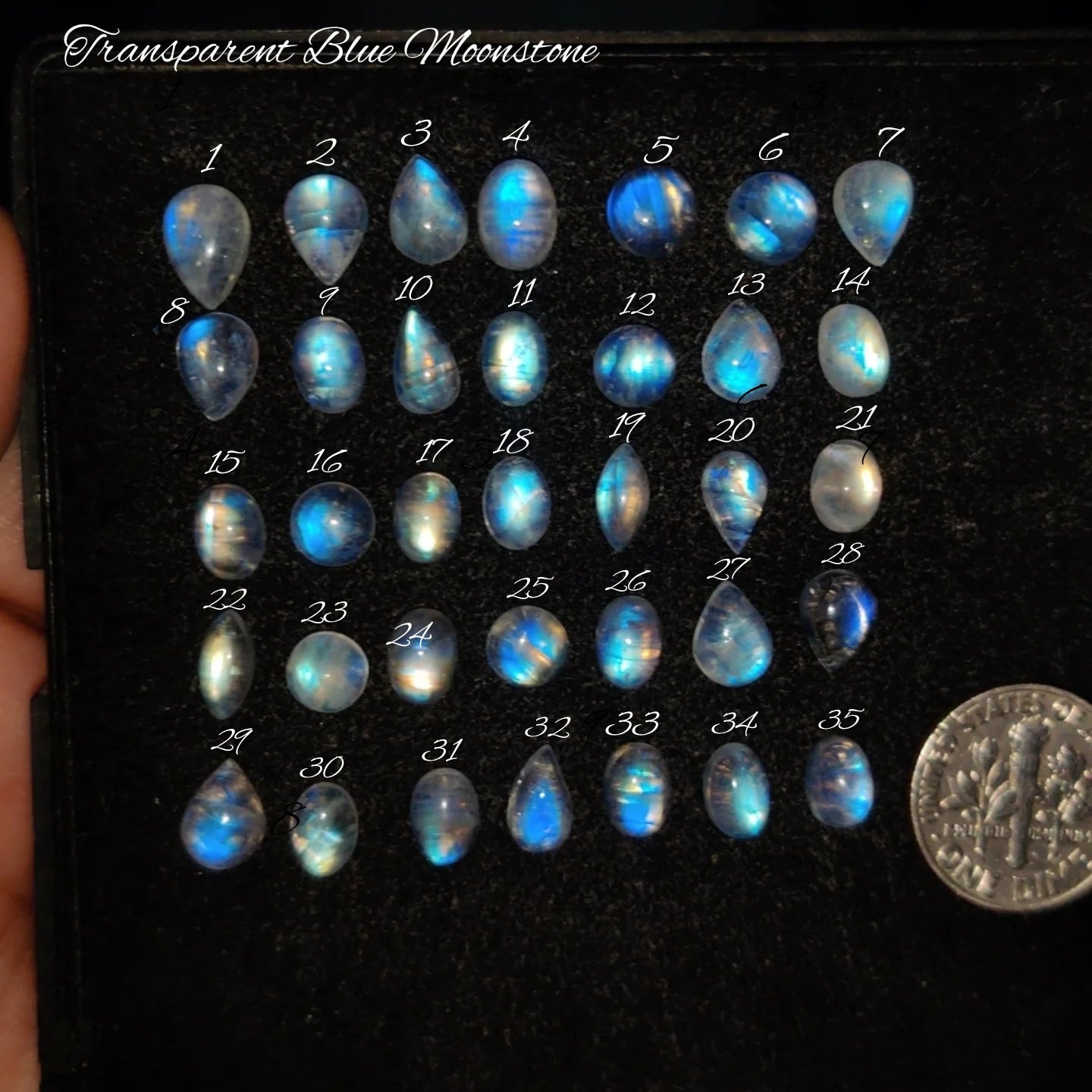 Natural Transparent Blue Moonstone Gemstone | Blue Moonstone Cabochon for Jewelry Making