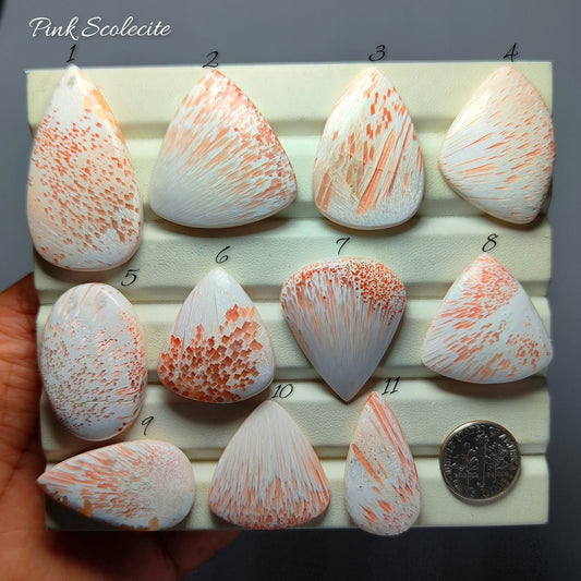 Natural Pink Scolecite Gemstone Cabochon | Soft Blush Crystal Stone for Jewelry Making | Premium Artisan Polish