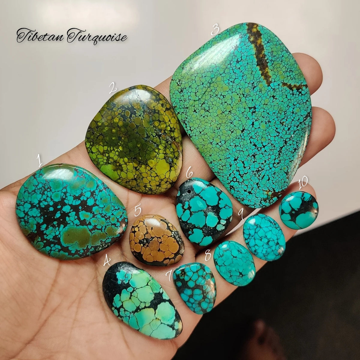 Natural Tibetan Turquoise Gemstone Cabochon | Blue Green Matrix Stone for Jewelry Making | Artisan Polished