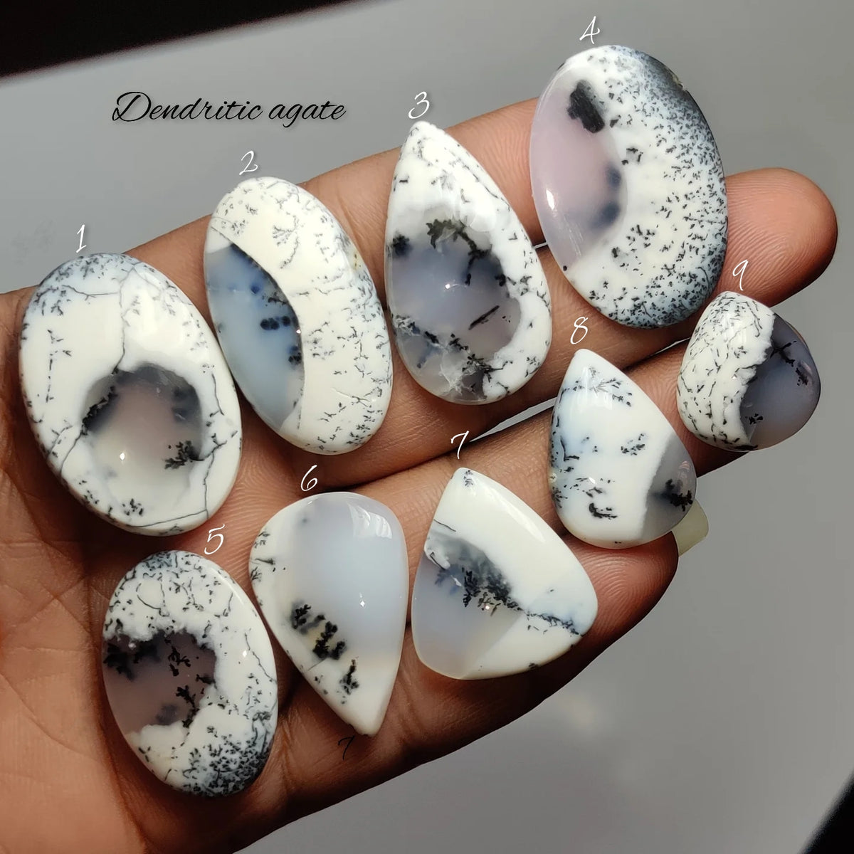 Natural Dendritic Agate Gemstone Cabochon | Intricate Tree-Like Pattern Stone for Jewelry Making | Artisan Polished