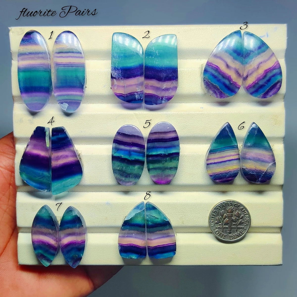 Natural Fluorite Gemstone Pairs | Colorful Translucent Matching Stones for Jewelry Making | Artisan Polished