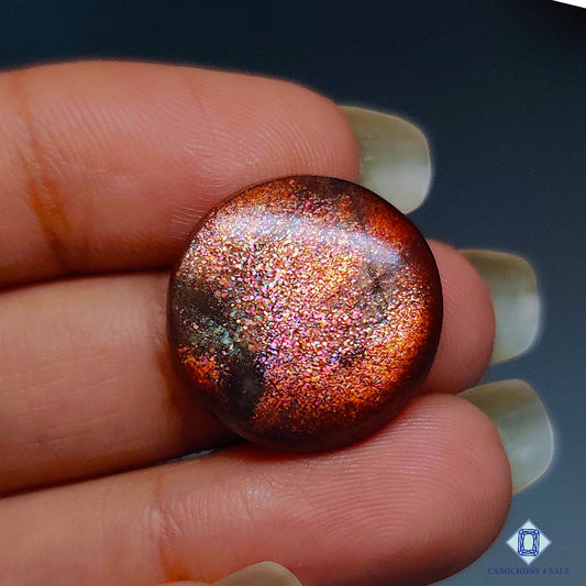 Cabujones redondos de piedra solar arcoíris púrpura Haze de 19 x 4 mm