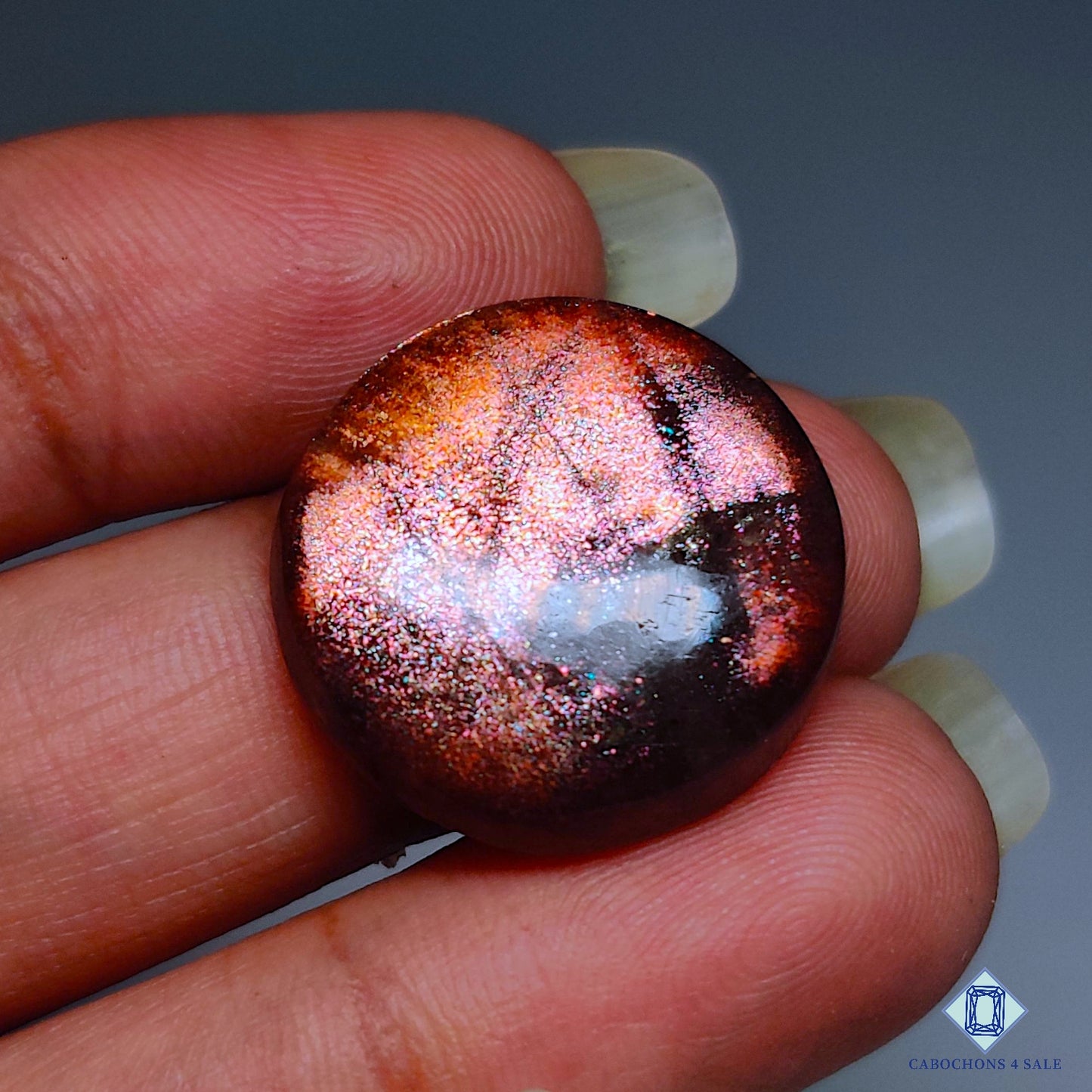 Rainbow Purple Haze Sunstone Round Cabochons 20*5mm