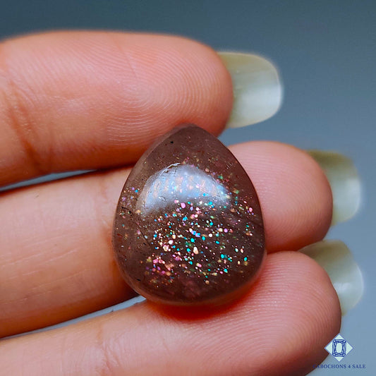 Rainbow Green Purple Haze Sunstone Pear Cabochons 19*15*6mm