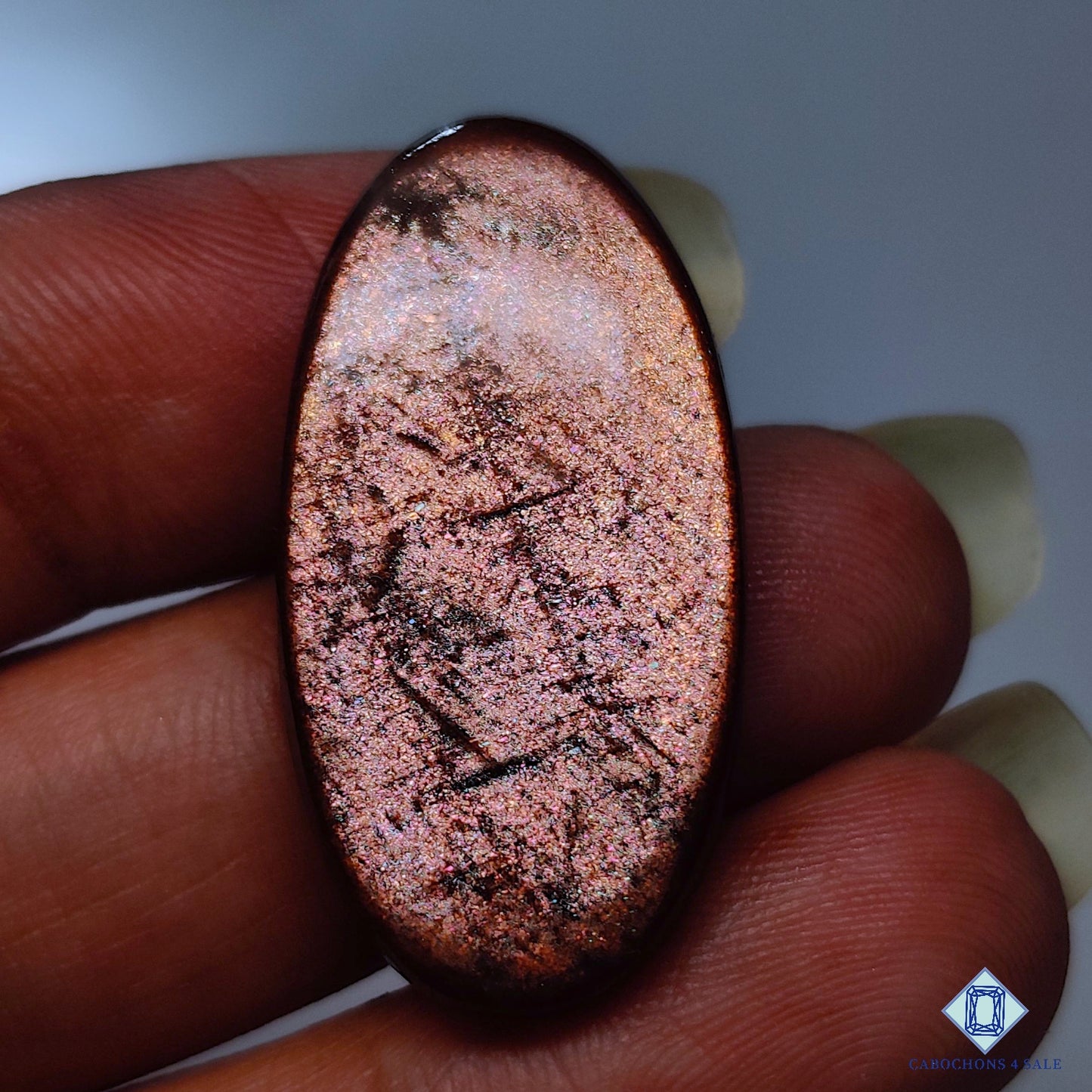 Cabujones ovalados de piedra solar Purple Haze de 30 x 16 x 5 mm