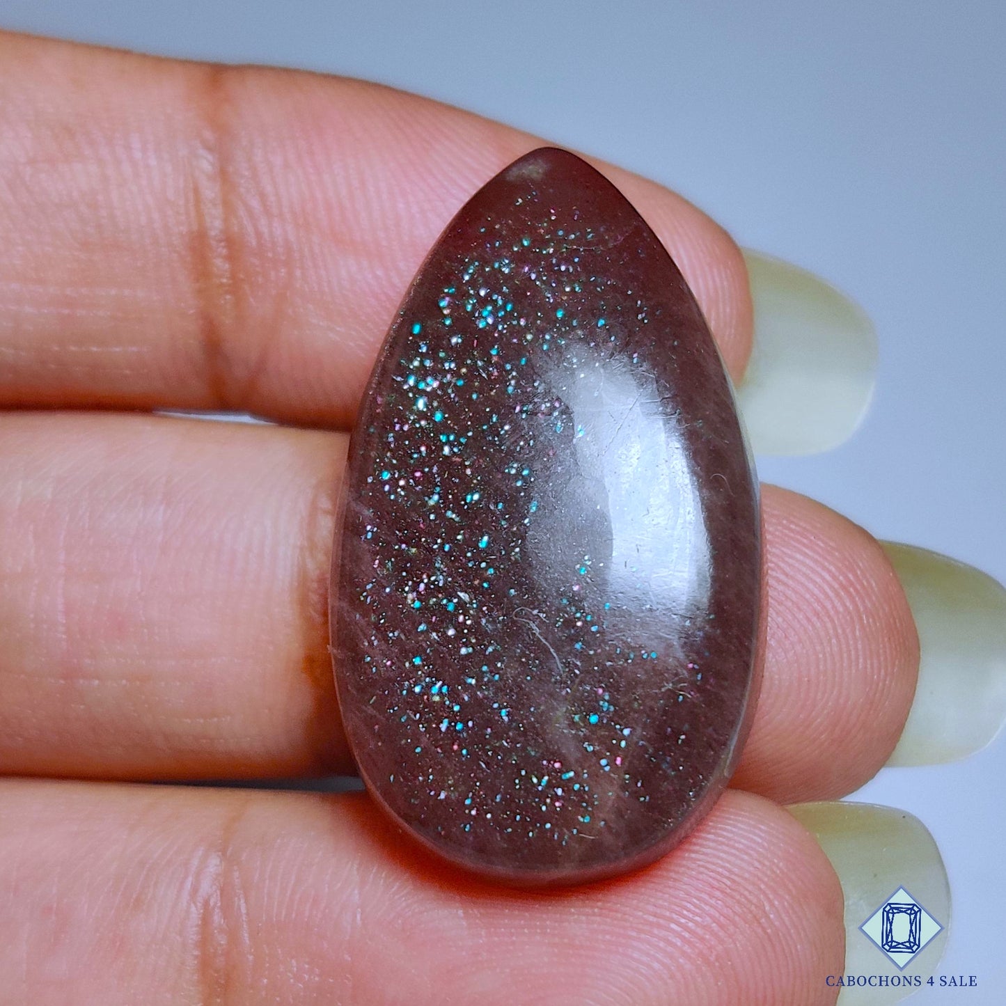 Cabujones de piedra solar Purple Haze de África, 29 x 17 x 6 mm