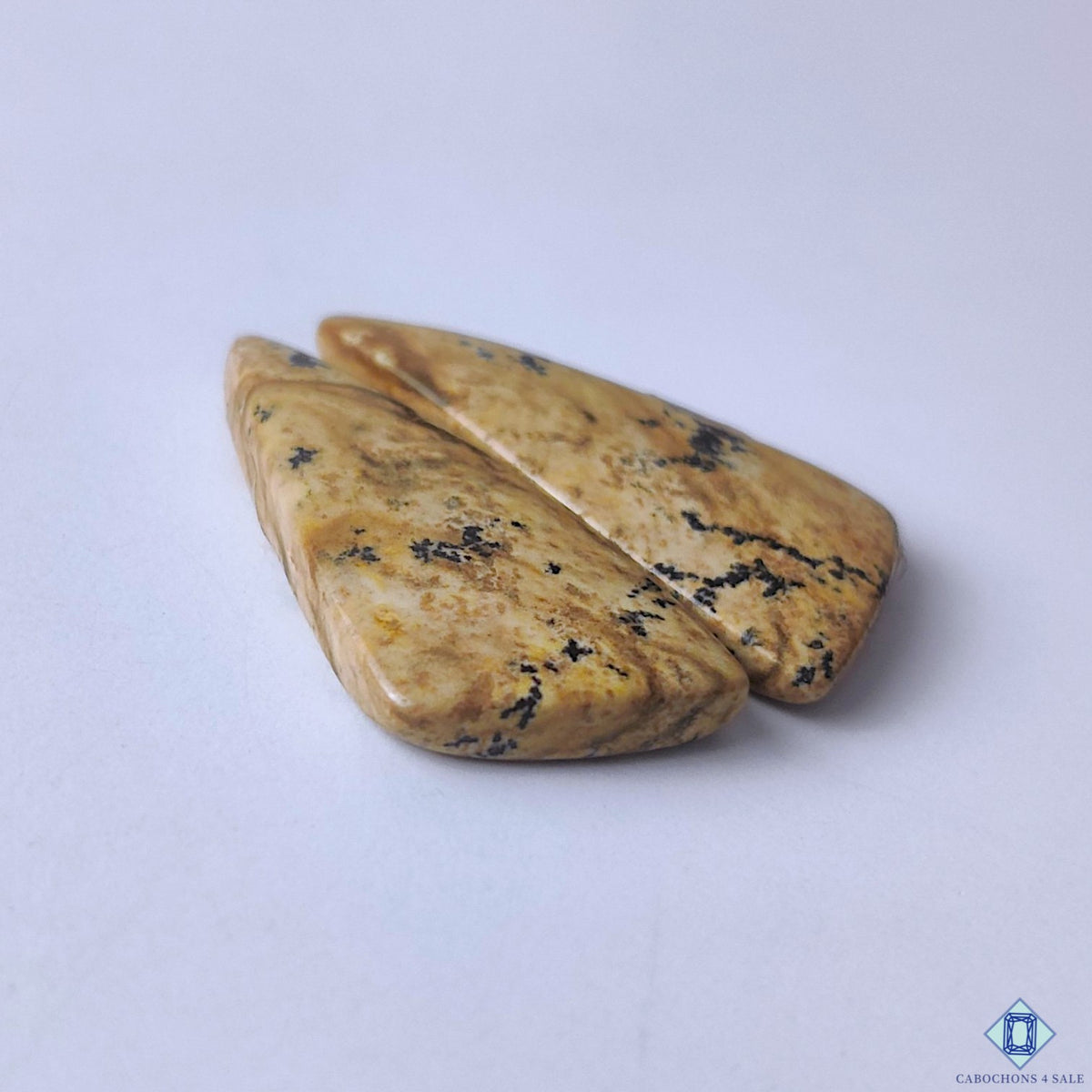 cabochons4sale, polished fancy picture jasper cabochons in rich brown tones showcasing unique natural patterns and earthy stone character held between fingers
