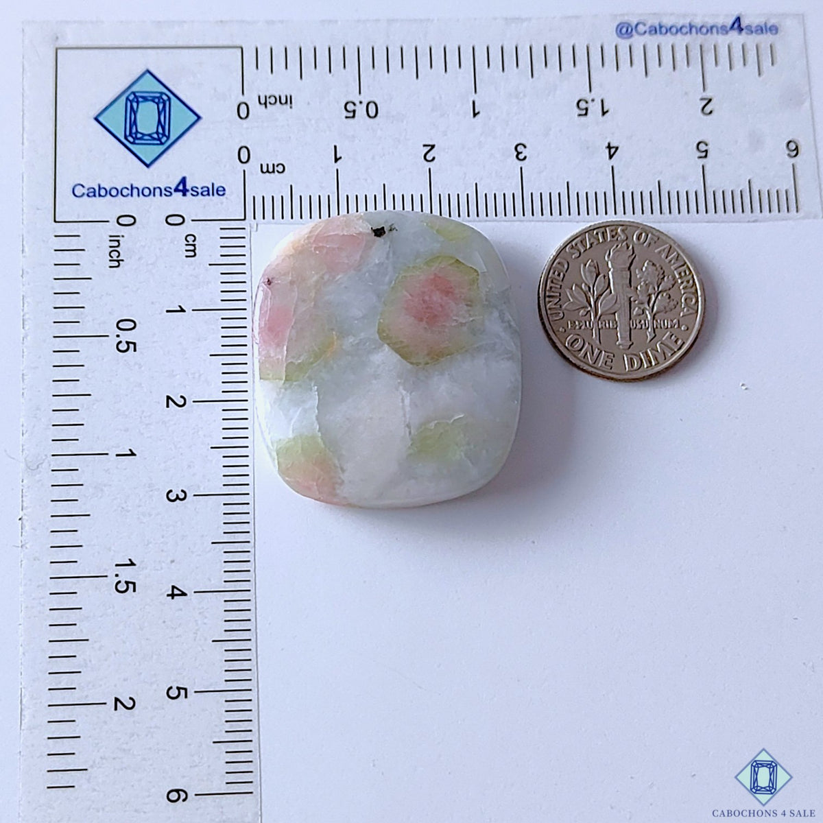 abochons4sale, natural watermelon tourmaline quartz rectangle cabochons showcasing vibrant green and pink mineral sections, organic patterns and smooth polished texture held between fingers