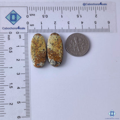 cabochons4sale, natural picture jasper oval gemstone cabochons in warm brown shades with scenic markings and polished surfaces held between fingers