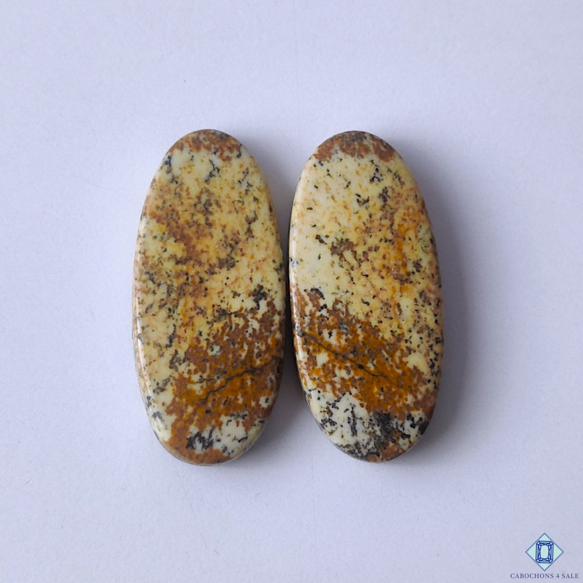 cabochons4sale, brown picture jasper oval cabochons with earthy landscape patterns and natural mineral details held between fingers