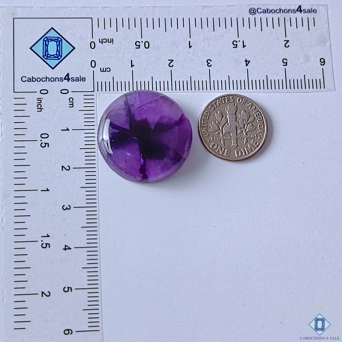cabochons4sale, polished natural purple amethyst round cabochons showcasing deep lavender hues, beautiful color variation and distinctive quartz crystal character held between fingers