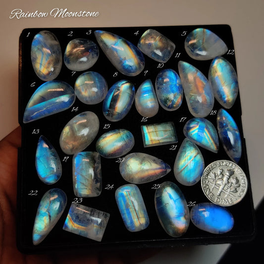 Natural Rainbow Moonstone Gemstone | Colorful Moonstone Cabochon for Jewelry Making