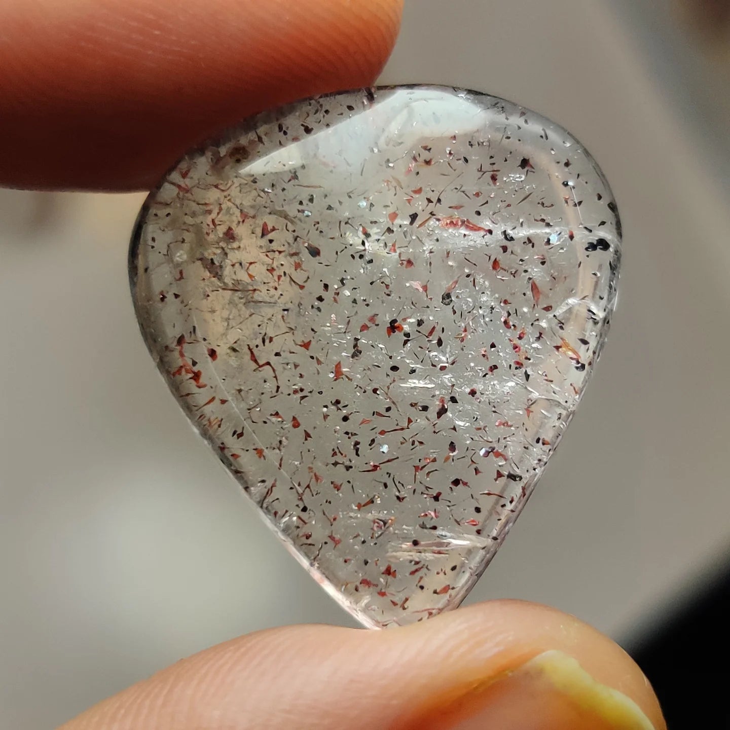 Natural Lepidocrocite for Jewelry Making | Premium Red-Orange Inclusion Quartz Cabochons