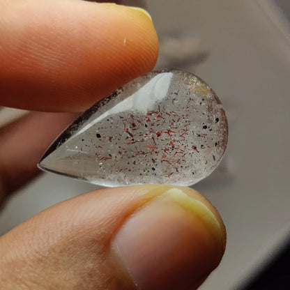 Natural Lepidocrocite for Jewelry Making | Premium Red-Orange Inclusion Quartz Cabochons
